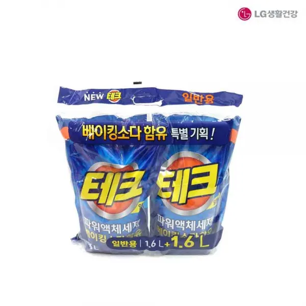 테크 파워 액체세제 1.6l 리필 2개입 일반용세탁세제 1개