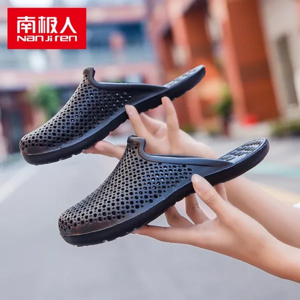 남극 (nanjiiren) 동굴 화 남 반 차 가운 슬리퍼 샌들 남 심 플 소프트 비치 화 남 섭외 야외 캐 주 얼 에 통풍 이 잘 됩 니 다 0425 블랙 43 사이즈