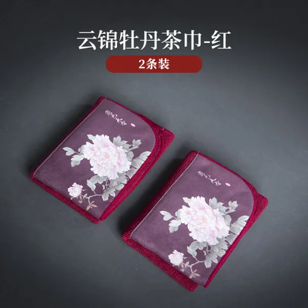 이븐 도자기 덧댐 티타월 흡수 선의 티 패브릭 사각 면마 티테이블 냅킨 다기 액세서리 타월 행주, 모란 차2개 룩