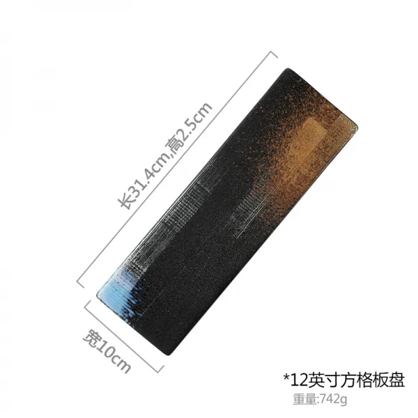 오렌지 뻣함 산산이 부서지다 스퀘어 스시 몸을 찌르다 냉채 플랫그릇 요리당 롱스틱, 12 인치 체크 판 접시