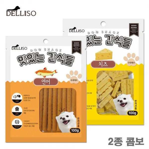 연어 치즈 두가지 맛 반려동물 사사미 4개 맛좋은간식