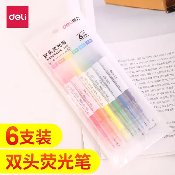 형광펜 문구 S627형광 필두 컬러 두꺼운선 중점 회화 마커펜 학생용 한세트 형광 숙제 반짝반짝 마카 6개세트 T01 6개세트