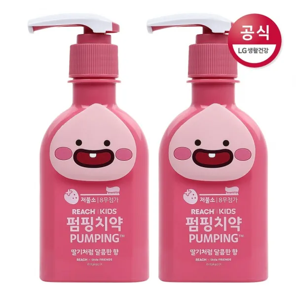 [신세계TV쇼핑]리치 키즈 어피치 딸기처럼 달콤한향 펌핑치약 160g x2개, 2, 160