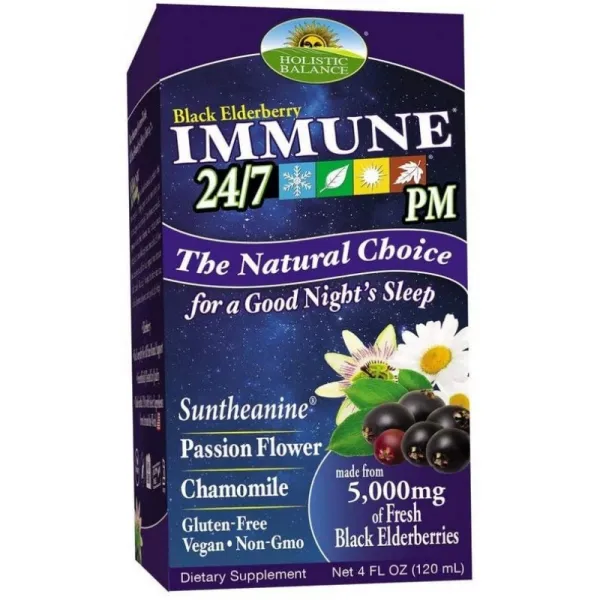 Holistic Balance 면역성이있는 24/7 Plus Elderberry- 4 oz. PM-야간 공식. 편안한 수면을위한 면역 지, 1