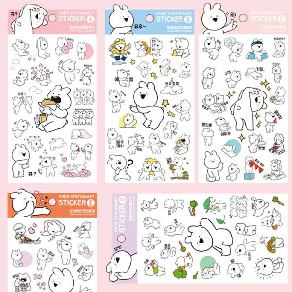 [핫트랙스] 퍼니디 오버액션 꼬마토끼 곰 투명스티커 꼬마토끼E