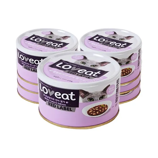 사조 러브잇 레드라벨 고양이 간식캔 160g, 흰살참치 + 훈제연어 혼합맛, 24개