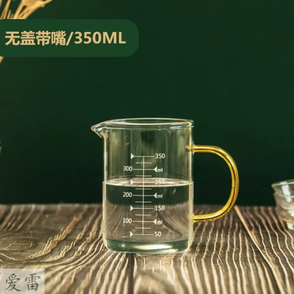 계량컵 투명 유리컵 눈금 내열 손잡이 컵가정용 베이킹 컵덮개 우유컵, T19-350ML말참견한
