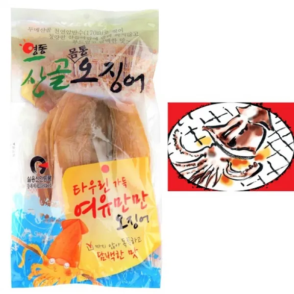 영동산골오징어 마른오징어 몸통140g(3미내외), 1개