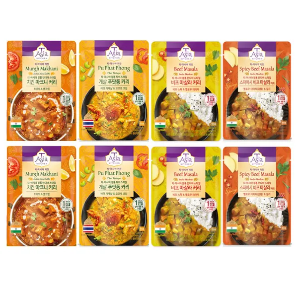 티아시아키친 치킨 마크니 커리 170g + 게살 푸팟퐁 커리 170g + 비프 마살라 커리 170g + 스파이시 비프 마살라 커리 170g 세트, 2세트