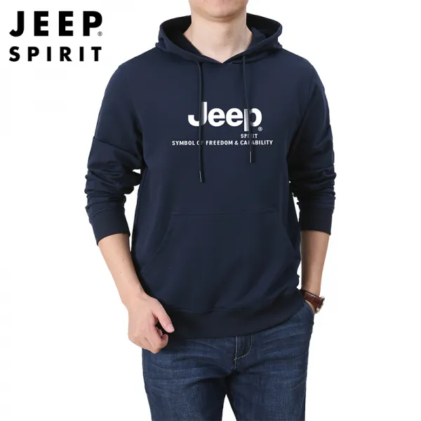 남자빅사이즈맨투맨 JEEP 지프 봄가을 계절 캐쥬얼 순면 코튼 와이드 후드티 긴 소매 남성 티셔츠 2512284851