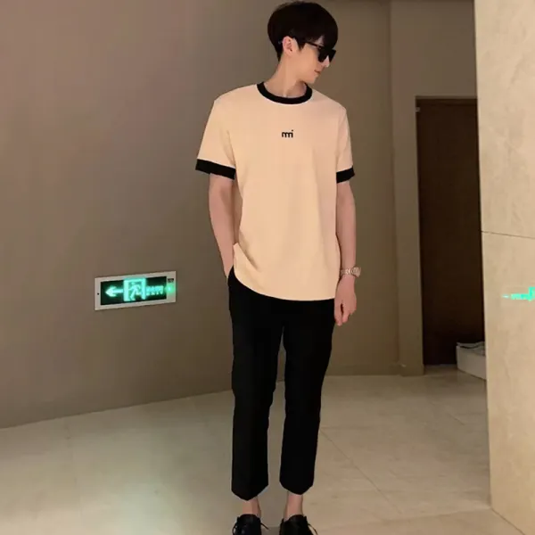 여름반팔티세트 프렌치 커플 달콤하고 맵다 무드 페이크투피스 슬림 멜란 공연복 무대 퍼포먼스 유니폼 4891482691