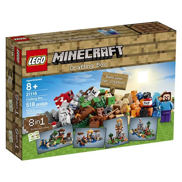레 고 LEGO Minecraft 더 빌 리 지 나의 미시적 세계 창세 신 조립 블록 수 제 박스 21116
