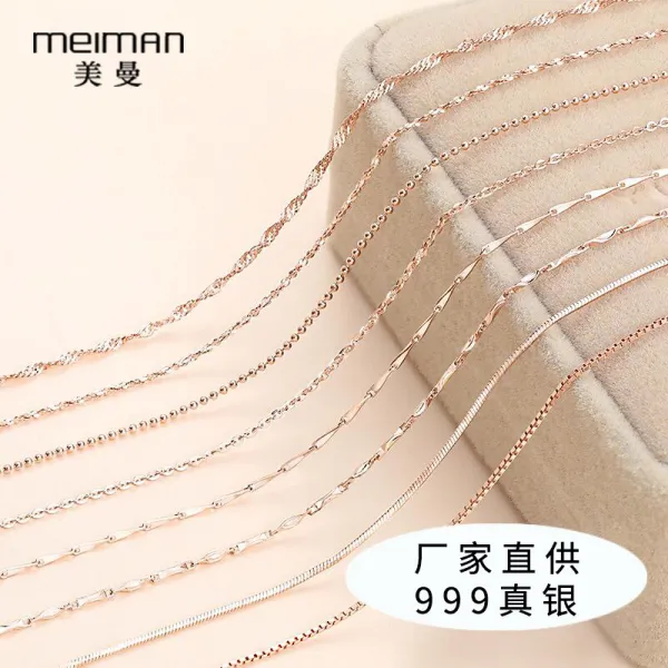 로즈 금목걸이 여성 999 플래팅 18k김 복권 당첨금 노 펜던트 쇄골 체인 싱글 리필 목걸이 액세서리