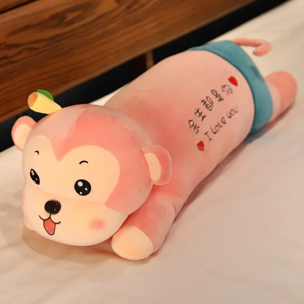 하이킹영 봉제완구 몽키 피규어 여학생 수면 허그 쿠션 큐트 침대위 너를동반 봉제인형 인형 뜯어 빨수 있는, 전장 120cm （수장 주문  60, 핑크 넙적다리원숭이 허그 쿠션