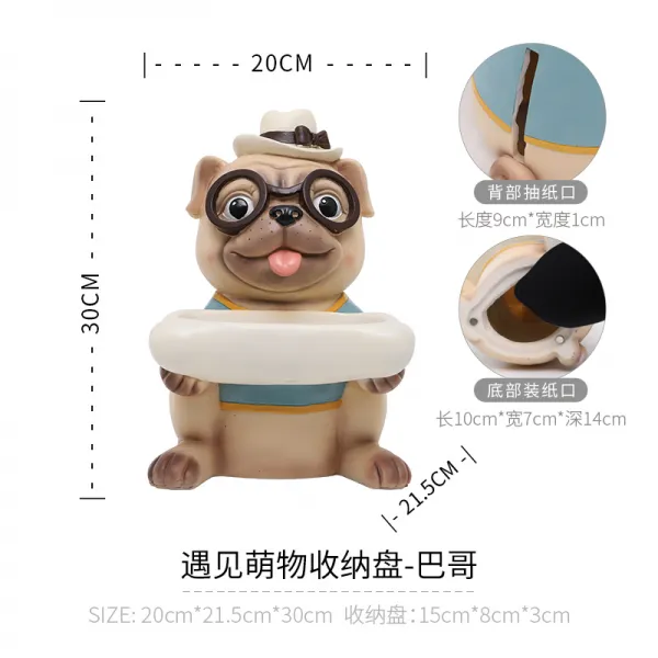 비더칸레코즈 인테리어 독창적 눈꽃사슴 도어스톱 현관열쇠 수납 리빙테이블 면 티슈케이스 무드 홈데코소품, 만났다 맹물 수납 접시 -바고