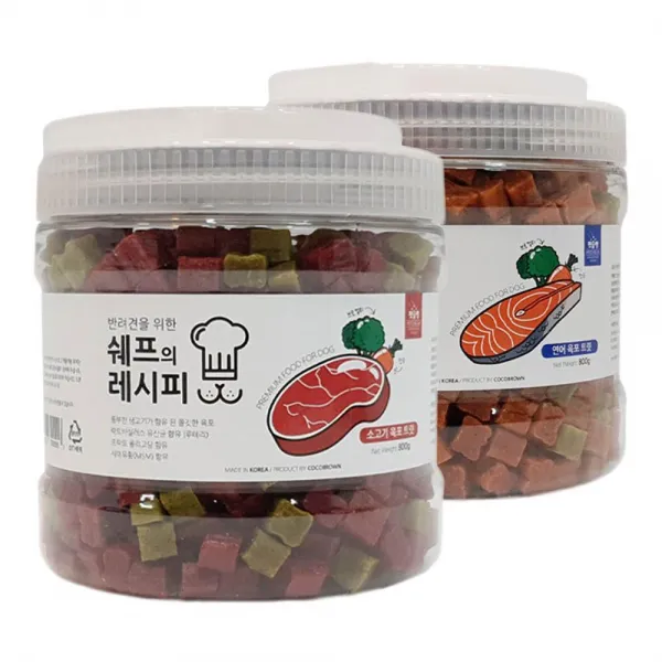 소화 반려동물미트간식 개고기간식 연어소고기 2종, 1개