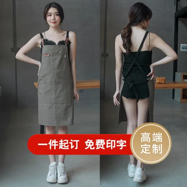 천 순면 코튼 청해지원단앞치마 내마모성 두꺼운 전기용접 노동보호 오염을 방지하다 민소매 캔버스 작업복 남성 여성, 화이트