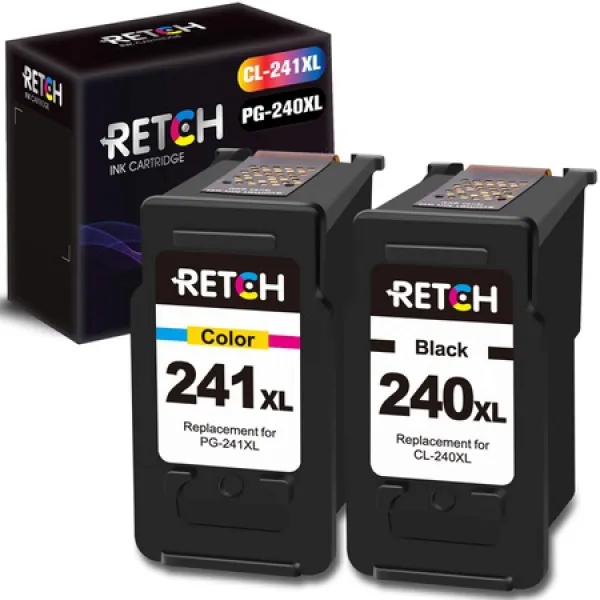 RETCH 캐논 잉크 카트리지 240 및 241 교체 Canon PG-240XL 240 XL 교체 CL-241XL 241 XL 캐논 PIXMA MG36, 상세 설명 참조0, 한 가지 색
