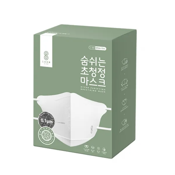 [숨랩] 숨쉬는 초청정 마스크 10박스 [100매입, 화이트], 10박스, 100매입