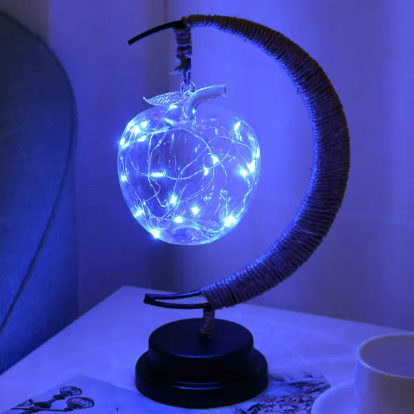 해외직구 LED 별빛 애플 크리스마스 화랑 조명 침대방 수제 헴프 철야등에서 거실 장식, purple, Apple