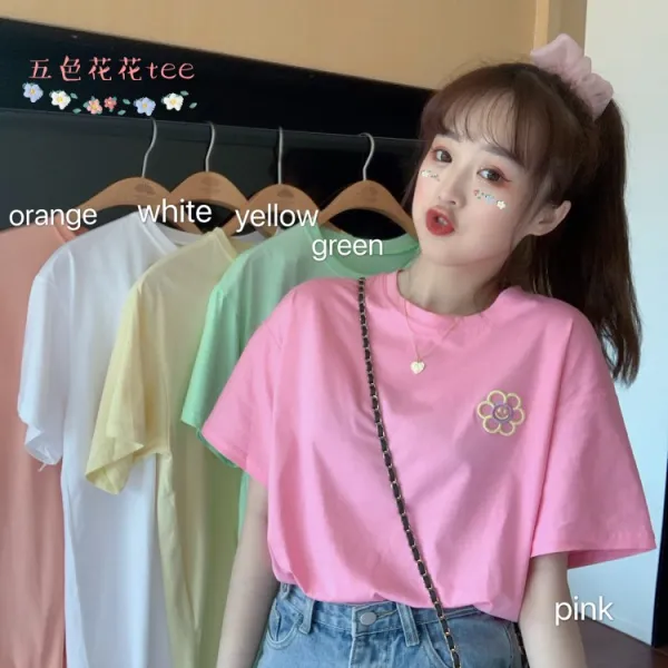 소프트스타일 상의 여자 디자인 감각 개성화 인싸템 이너티셔츠 INS 유행 복고 홍콩미 반팔티셔츠
