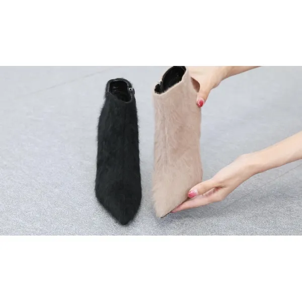 레스지오 워커 여동년 로퍼 베이지 털부츠 10CM 여성