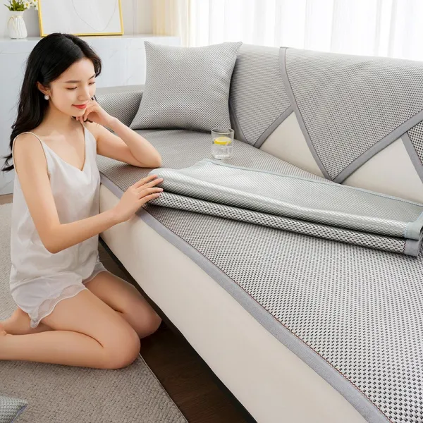 심플쇼파패드 에어매쉬 소파패드 여름 타입 현대 등나무 돗자리 미끄럼방지 쿨링시트 깔다 방석 덧씌우개 4965107673, 꿈에 늦다 -그레이
