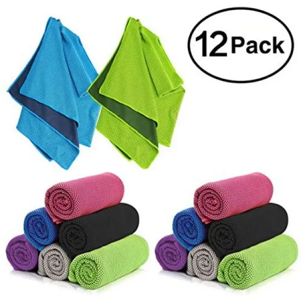 DARUNAXY 4pack 증발 냉각 타월 40x12 스포츠 운동 피트니스 헬스 클럽 요가 필라테스 여행 캠핑, 상세 설명 참조0, 12 혼합 색상