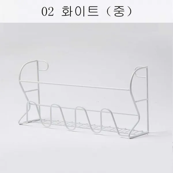 HY 철제 벽걸이 간이 문간 공간을 절약하고 구멍 뚫지 않는 화장실 슬리퍼 틀 숙소 신기 이층 신발장XT09 A28, 02 화이트（중）
