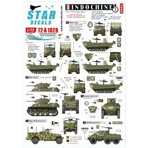 Star Decals 스타 데칼 172 프랑스 군 베트남 전쟁 제 1 차 인도 차이나 전쟁에서 프랑스 극동 원정군 # 1, 상세 설명 참조0