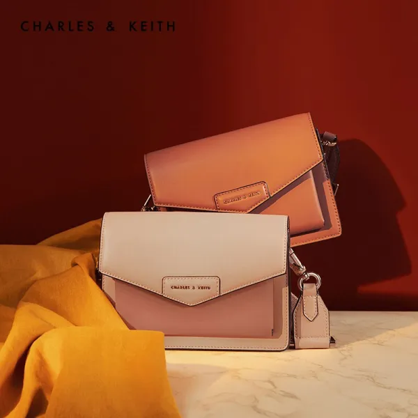 CHARLES & KEITH 편지 봉투 가방 우편집배원 CK2 - 80680780 - 1 분말 왁스 통근 여성 폴 더 백 연 핑크 Light Pink S