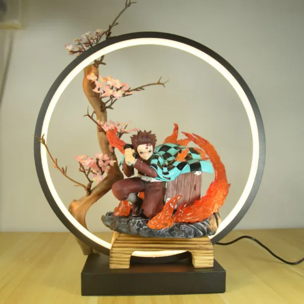 Led 귀칼 네즈코 피규어 램프 조명 굿즈 귀멸의칼날 일륜도 카마도탄지로 인형 소품 선물 S+ 스탠드개