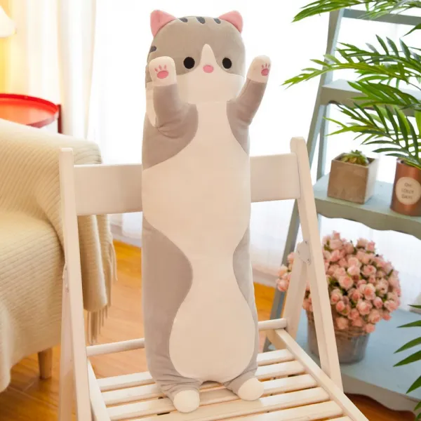 제이에프코퍼레이션 바디필로우 스타일 고양이 허그 쿠션 맹물 봉제완구 여자 동반하여 포옹하다 인형 선물, 110cm, 그레이