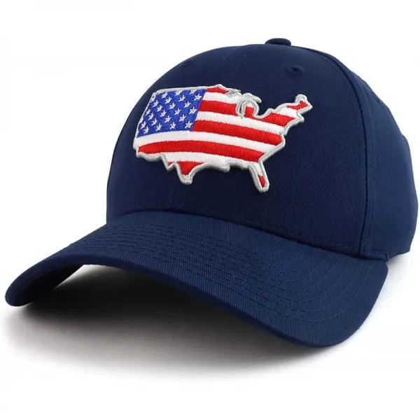 급속도민도 저 프로파일 6 패널 아메리칸 플래그 맵 자수 야구캡 - 네이비, 단일옵션