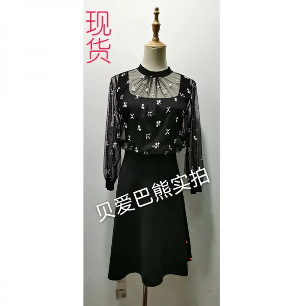 니트원피스 현물 2020뉴 망사 니트 패치워크 원피스 DPFPA9406AH/a