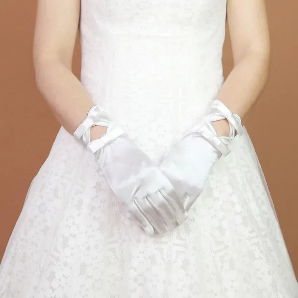 레이스장갑 신부 수화 레드 화이트 결혼기념일 웨딩드레스 숏 롱 새틴 손 2680794308, 짧은 새틴 허공에 띄다 나비 결 화이