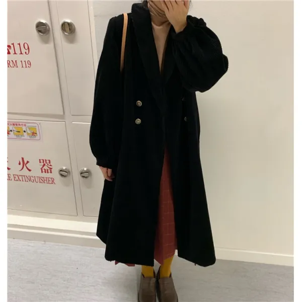 가심비 여성 코듀로이 벌룬 소매 롱 코트 코트 코트 Gm046b111509