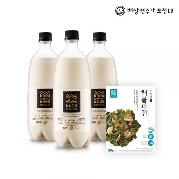 배상면주가 느린마을 해물파전 홈술세트, 3병, 1L