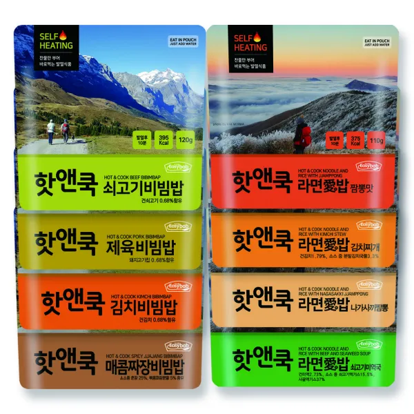 이지밥 핫앤쿡 8종세트(쇠고기120g+김치120g+제육120g+매콤짜장120g+짬뽕110g+나가사끼짬뽕100g+쇠고기미역국110g+김치찌개110g), 1세트