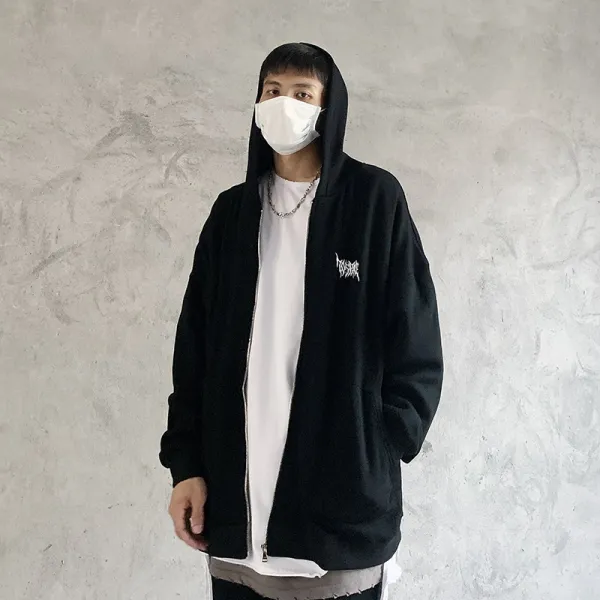 남자후드집업 유럽 스트릿 에누리꾼 야자 스타일 단색 겨울 털추가 남녀 루즈핏 지퍼 카디건 후드티 후드티셔츠