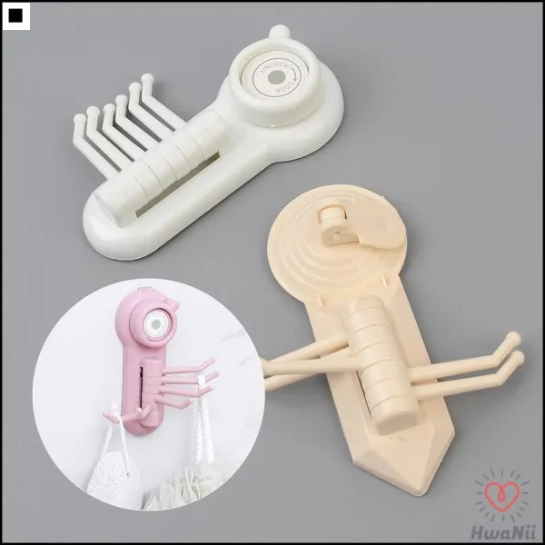 간편설치 타올걸이 아이장난감정리 180도회전형고리 벽부착형 흡착수납고리 5단