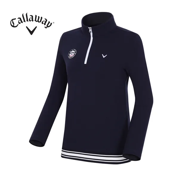 [캘러웨이]여성 블루종 하이넥 집업 티셔츠 CWTHG5104-915, NAVY