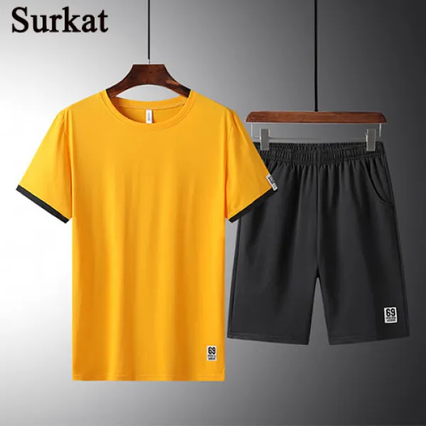 Surkat 통풍이 잘되다 반팔반바지세트 여름 편안하다 여름운동복 여름트레이닝복