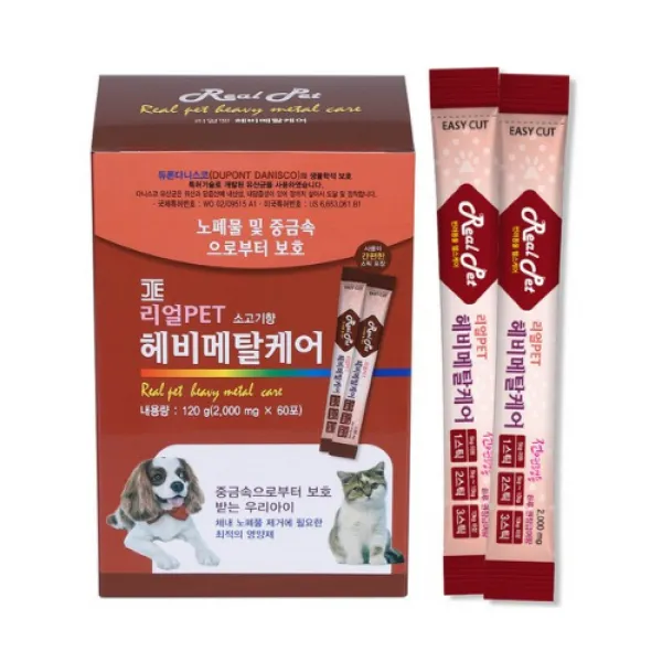 리얼펫 헤비메탈케어 소고기맛 2g 60포(1박스) 중금속 배출