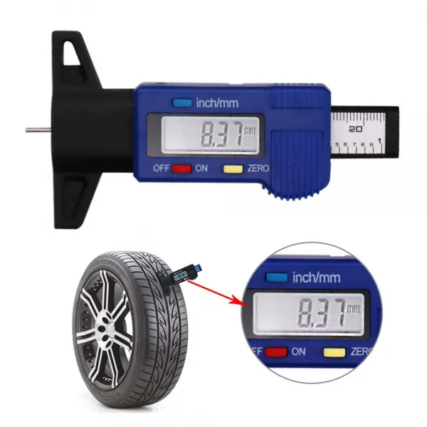 Digital 타이어마모게이지 타이어 깊이 게이지 두께 측정 홈 교환 수명측정, 블루