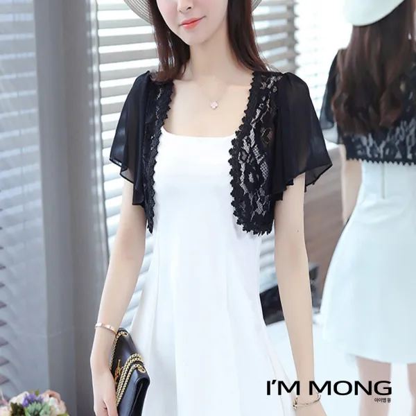 아이엠몽 여성가디건 시스루 플라워 패턴 레이스 볼레로 여름가디건 하오니