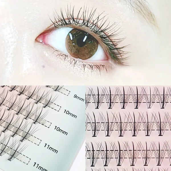 E형 포인트 부분 인조 가닥 셀프 속눈썹 대용량 5줄 길이혼합 미브린 포인트래쉬 단품, B컬(JC컬), 9-10-11mm