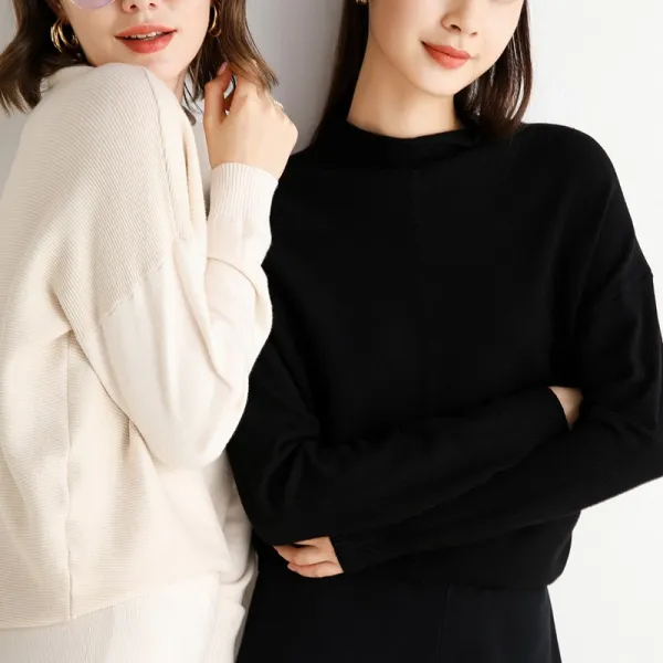 주주기업 단두 와이드 반목 스웨터 여성 빅 판 풀오버 핏아우터