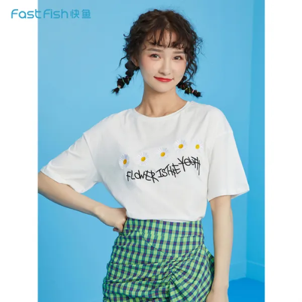 해외 데이지 반팔티 피마원 속어 2020년 여름 데이지 티셔츠 여ins