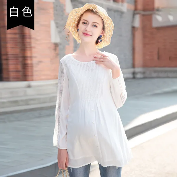 굿씽호텔 임부복 상의 원피스 가을스타일 레이스 옷파렴치한 어머니 가을 스타일리쉬 프렌치 볼륨